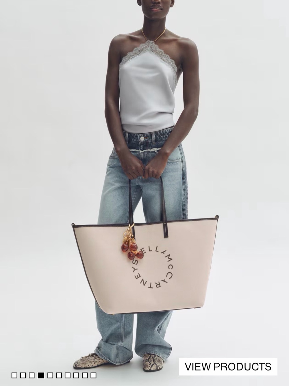 Stella McCartney Blush Pink Circle-Logo Tote with Charm